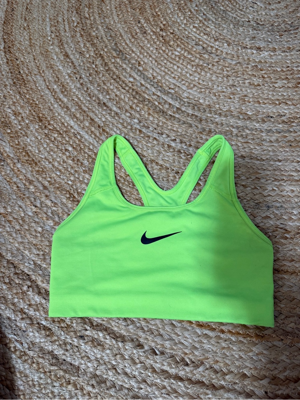 Nike Swish Lime Green Racerback Sports Bra with Black Swoosh